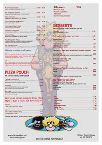 Fat Freddys Galway Menu
